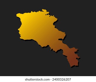 Vector map Armenia made golden style isolated on background. Template Asia creative gold metal for design, illustration, pattern, report, infographic, backdrop. Concept symbol of the map Armenia