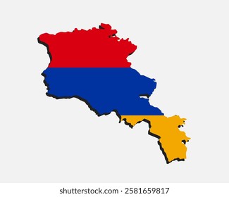 Vector map Armenia made of national flag isolated on background. Template Europe creative state flag for design, illustration, pattern, report, infographic, backdrop. Concept symbol Armenia