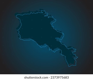 Vector map Armenia on the radar screen with a blue grid. Template Asia country on monitor radar for pattern, report, background. Technology concept boundary Armenia for news, infographic, army