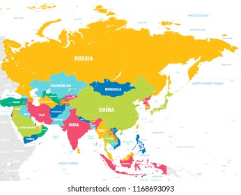 Asia Map Illustration Borders Names Countries Stock Illustration ...