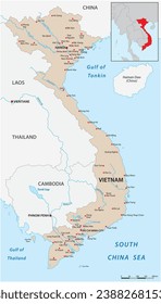 Vector map of the Asian country of Vietnam