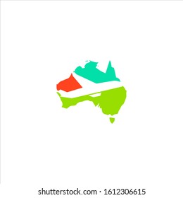 vector map of Australia and airplane travel