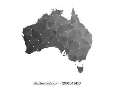 Vector map of Australia. Black polygonal style on white background.