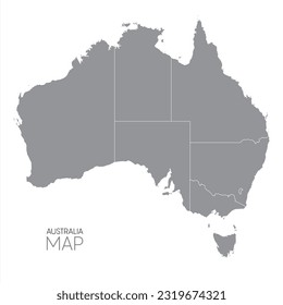 vector map of australia with borders of states, vector 10 eps.