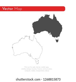 Vector map Australia. Isolated vector Illustration. Black on White background. EPS 10 Illustration.