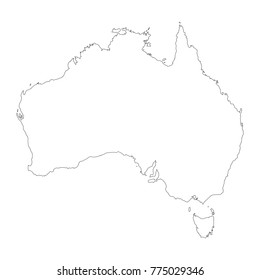 Vector map Australia. Outliner. Isolated vector Illustration. Black on White background. EPS 10 Illustration.