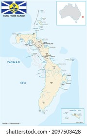 Vector map of the Australian Lord Howe Island in the Tasman Sea