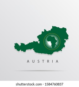 Vector map of Austria combined with African Union (AU) flag.