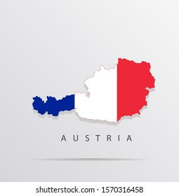 Vector map of Austria combined with France flag.
