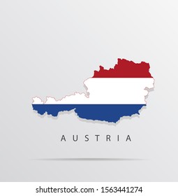 Vector map of Austria combined with Netherlands flag.