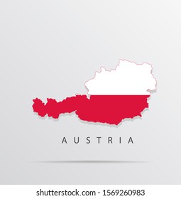 Vector map of Austria combined with Poland flag.