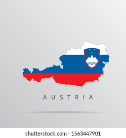Vector map of Austria combined with Slovenia flag.