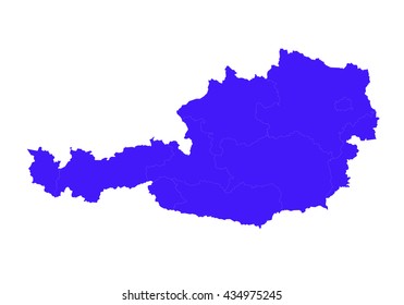 vector map - austria country blue color.