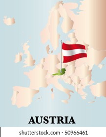 vector map of austria / europe with flag