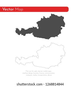 Vector map Austria. Isolated vector Illustration. Black on White background. EPS 10 Illustration.