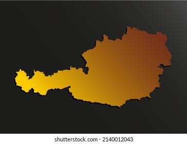 Vector map Austria made golden style isolated on background. Template Europe creative gold metal for design, illustration, pattern, report, infographic, backdrop. Concept symbol of the map Austria