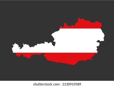 Mapa vectorial Austria hizo la bandera nacional aislada en segundo plano. Marca de estado creativo de Template Europe para diseño, ilustración, patrón, informe, infografía, fondo. Símbolo conceptual de Austria