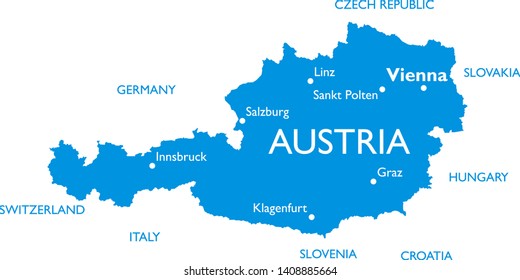 Vector Map Austria Outline Detailed Map Stock Vector (Royalty Free ...