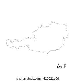 Vector map Austria. Outline map. Isolated vector Illustration. Black on White background. EPS 8 Illustration.