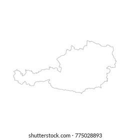 Vector map Austria. Outliner. Isolated vector Illustration. Black on White background. EPS 10 Illustration.