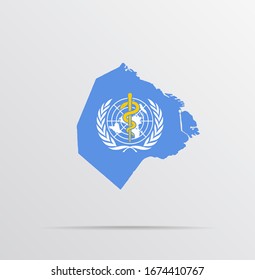 Vector map of Autonomous City of Buenos Aires, Argentina combined with World Health Organization (WHO) flag.