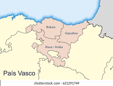 Vector map of the autonomous community of Basque Country (Pais Vasco) Spain. Elements of this image furnished by NASA.