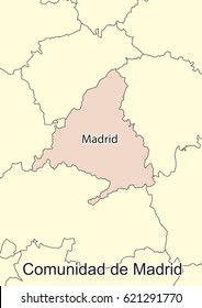 Vector map of the autonomous community of Madrid. Spain. Elements of this image furnished by NASA.