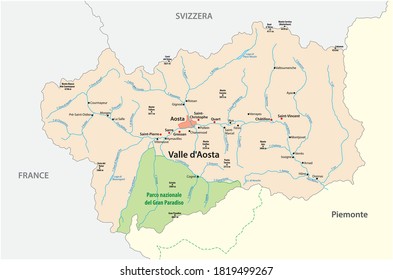 vector map of the autonomous Italian region of Aosta Valley, Italy