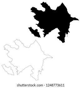 Vector map Azerbaijan. Isolated vector Illustration. Outline and vector. Black on White background. EPS 10 Illustration.