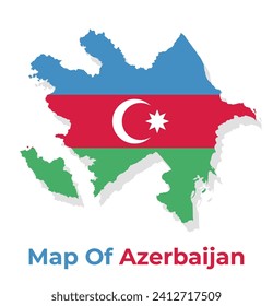 Vector map of Azerbaijan with national flag