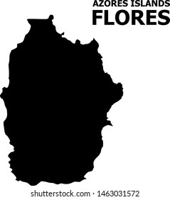 Vector Map of Azores - Flores Island with caption. Map of Azores - Flores Island is isolated on a white background. Simple flat geographic map.