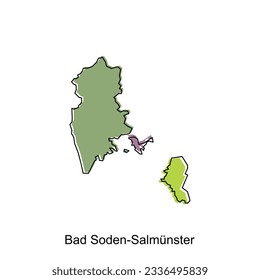 Mapa vectorial del contorno moderno de Bad Soden Salmunster, Plantilla de diseño de vectores de ilustración vectorial de alto nivel, adecuada para su empresa