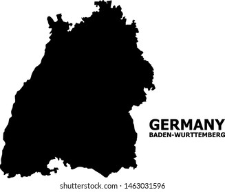 Vector Map of Baden-Wurttemberg State with caption. Map of Baden-Wurttemberg State is isolated on a white background. Simple flat geographic map.