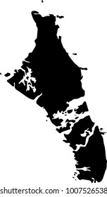 Vector map of the Bahamas. Black mask. Isolated, white background. 
