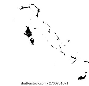 Mapa de Vector de Bahamas Editable con regiones