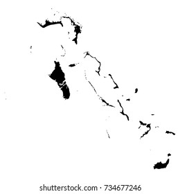 Vector map Bahamas. Isolated vector Illustration. Black on White background. EPS 10 Illustration.