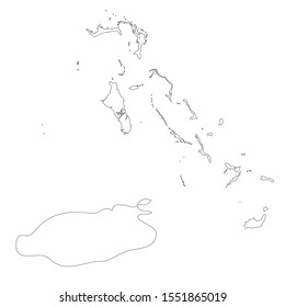 Vector map Bahamas and Nassau. Country and capital. Isolated vector Illustration. Outline. EPS 10 Illustration.