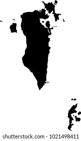 Vector map of Bahrain. Black mask. Isolated, white background. 