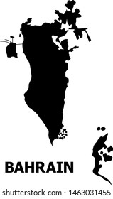 Vector Map of Bahrain with caption. Map of Bahrain is isolated on a white background. Simple flat geographic map.