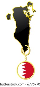 vector map of  Bahrain  with a gold trinket and flag