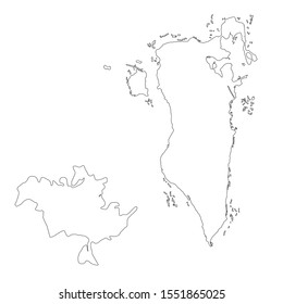 Vector map Bahrain and Manama. Country and capital. Isolated vector Illustration. Outline. EPS 10 Illustration.