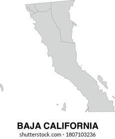 Vector Map of Baja California Mexico Divided Into Municipalities