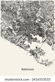 Mapa vectorial de Baltimore, Maryland, EE.UU.