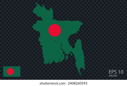 Mapa vectorial de Bangladesh. Diseño vectorial aislado en fondo gris.

