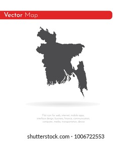 Vector map Bangladesh. Isolated vector Illustration. Black on White background. EPS 10 Illustration.