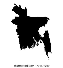 Vector map Bangladesh. Isolated vector Illustration. Black on White background. EPS 10 Illustration.