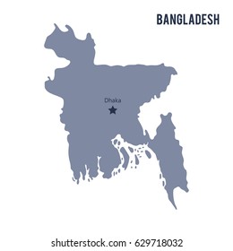 Vector map of Bangladesh isolated on white background. Travel Vector Illustration.