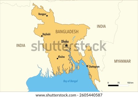 Vector Map of Bangladesh with Major Cities and Political Borders – Editable Infographic