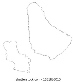 Vector map Barbados and Bridgetown. Country and capital. Isolated vector Illustration. Outline. EPS 10 Illustration.