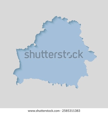 Vector map Belarus with abstract inner shadow isolated on background. Template Europe country for pattern, design, illustration, backdrop. Creative paper cut map effect of the Belarus